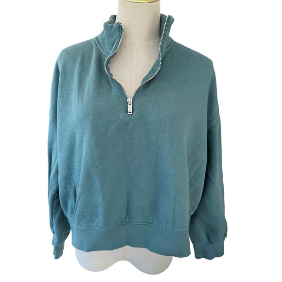 Old Navy Tops - Old Navy Womens Teal Blue‎ Quarter Zip Pullover Sweatshirt Size Large